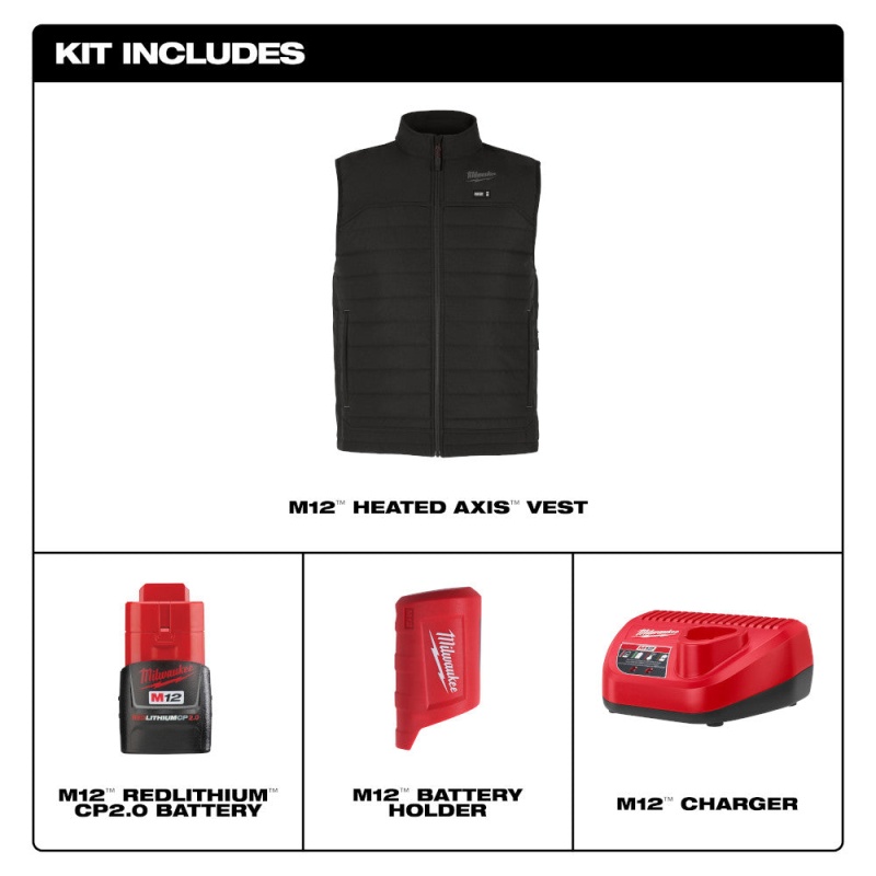 Milwaukee M300B-21L M12 12V Durable Li-Ion Heated AXIS Vest - Image 8