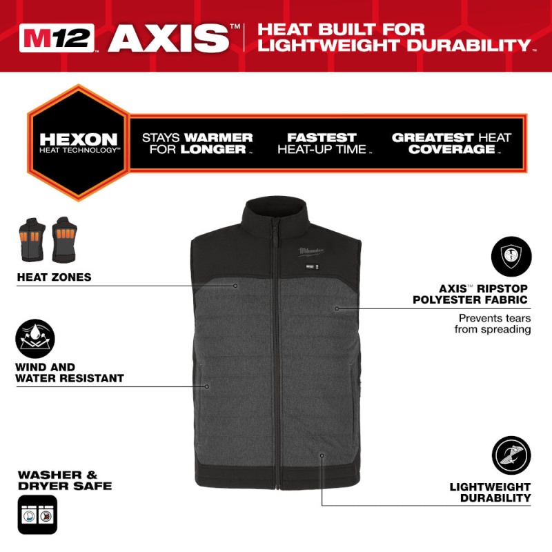 Milwaukee M300G-21L M12 12V Durable Li-Ion Heated AXIS Vest - Image 6