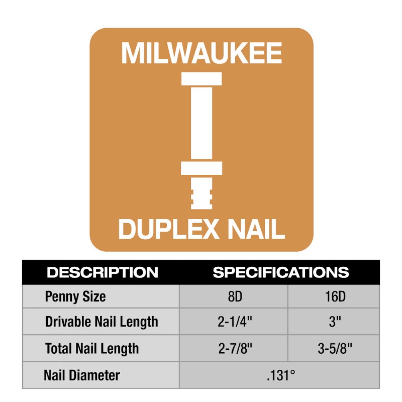 Milwaukee MDP16D-2000 3" x .131" 16D Collated Duplex Nails - Image 4