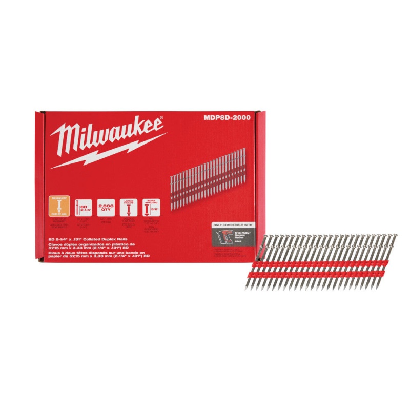 Milwaukee MDP8D-2000 2-1/4" x .131" 8D Collated Duplex Nails