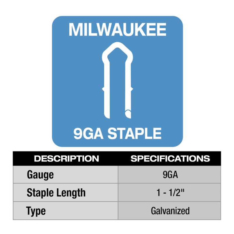 Milwaukee MPU112-960 1.5"  9 Gauge Hot Dipped Galvanized Staples - 960 PC - Image 6