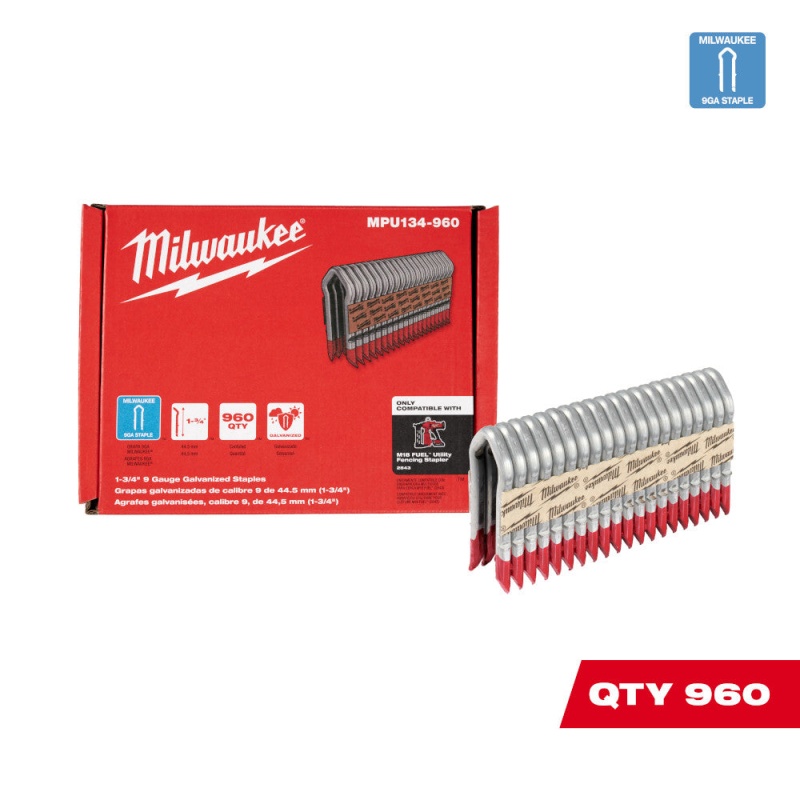 Milwaukee MPU112-960 1.5"  9 Gauge Hot Dipped Galvanized Staples - 960 PC - Image 8