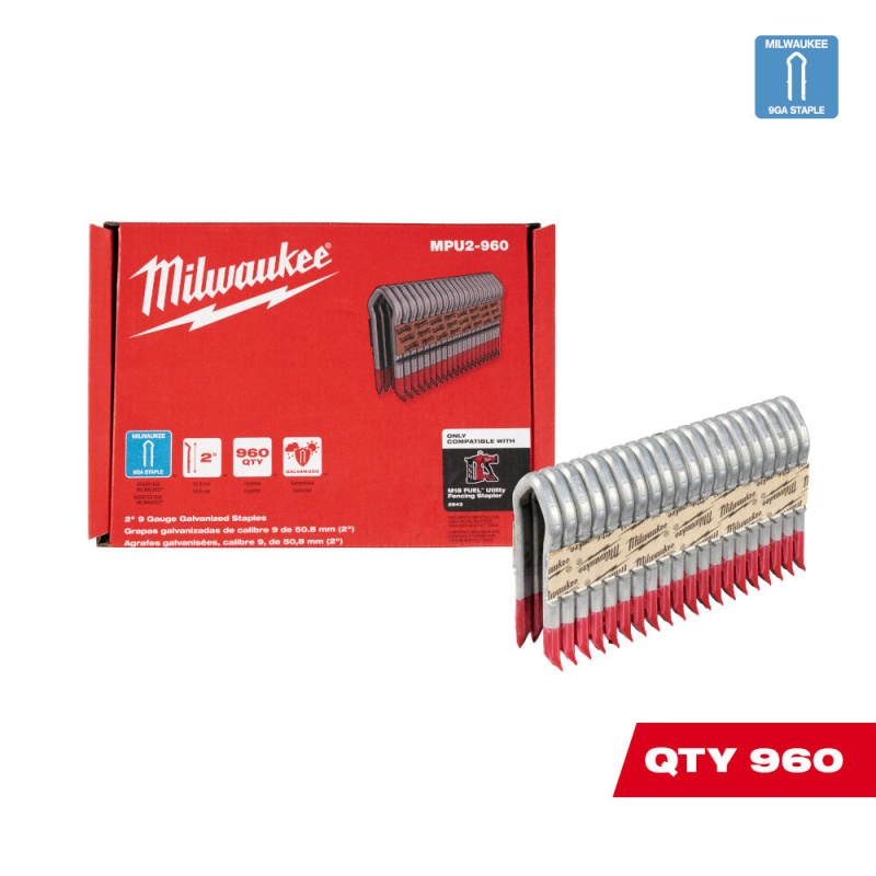 Milwaukee MPU2-960 2"  9 Gauge Hot Dipped Galvanized Staples - 960 PC - Image 3