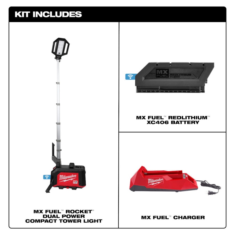 Milwaukee MXF040-1XC MX FUEL ROCKET Dual Power Compact Tower Light - Image 2