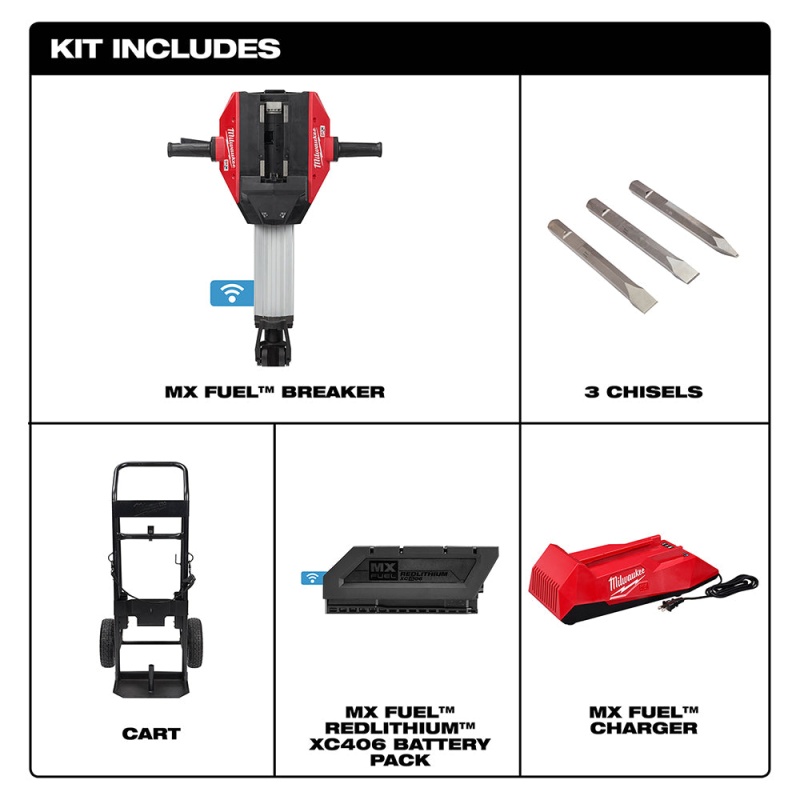 Milwaukee MXF368-1XC MX FUEL Breaker with Chisels Cart Battery Pack and Charger - Image 2