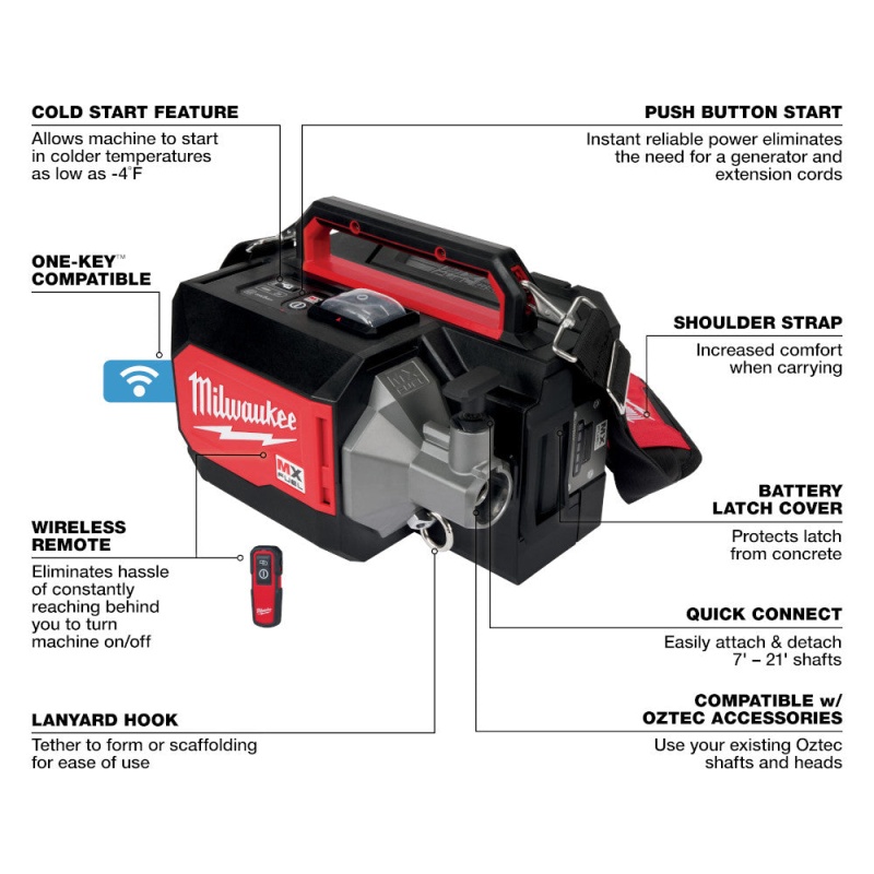 Milwaukee MXF370-82XC MX FUEL Cordless Heavy Duty Concrete Vibrator - Recon - Image 3