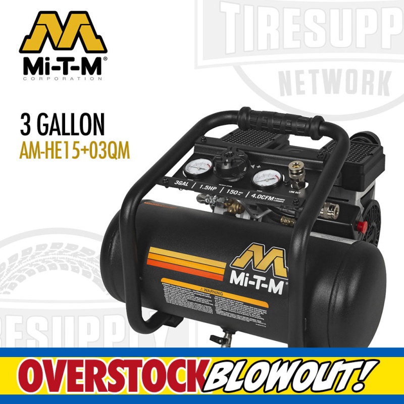 Mi-T-M | Single Stage Electric 3-Gallon Portable Air Compressor (AM1-HE15-03QM)