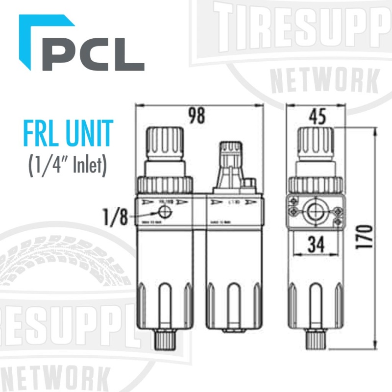 PCL | FRL Unit Filter-Regulator-Lubricator 1/4?? NPT (ATCFRL6) - Image 2