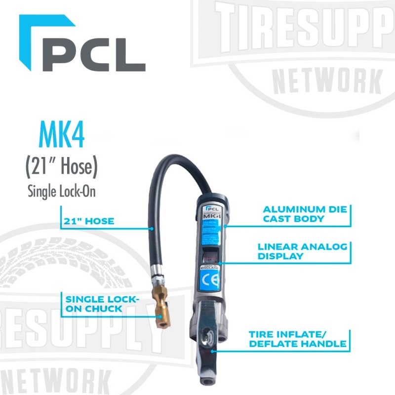 PCL | Airforce MK4 Truck Tire Inflator Gauge with 21?? Hose & Single Lock-On Chuck (AFG5A091) - Image 2