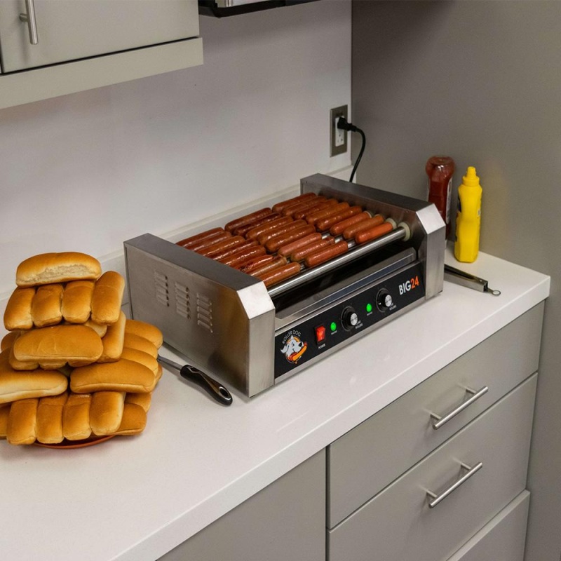 Roller Dog RDB24SS Commercial Style 24 Hot Dog 9 Roller Grill Cooker Machine - Image 3