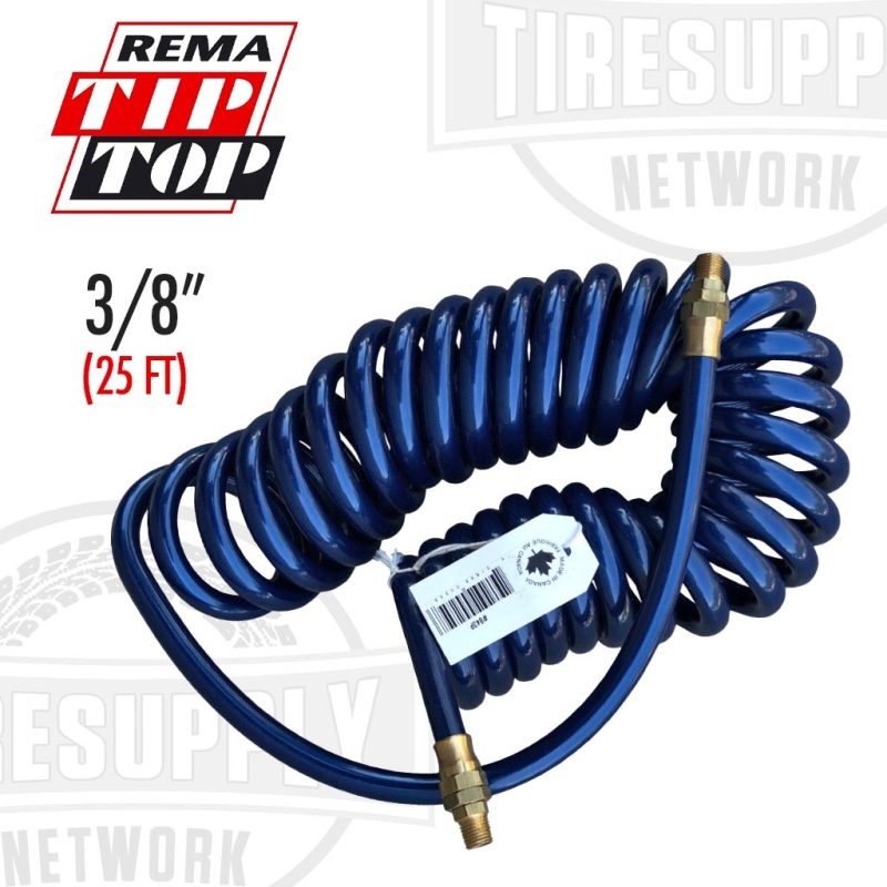 Rema | Polyurethane Coil Air Hose 3/8?? I.D. x 25?? Length with 1/4?? MPT Ends (843P)