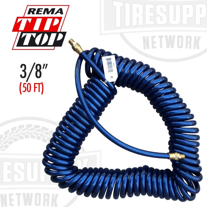 Rema | Polyurethane Coil Air Hose 3/8?? I.D. x 50?? Length with 1/4?? MPT Ends (844P)