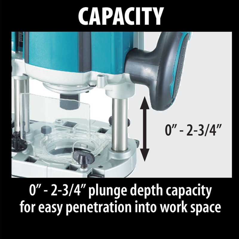 Makita RP2301FC 3-1/4 HP 15.0 Amp 9,000-22,000 Rpm 2-3/4-Inch Plunge Router - Image 3