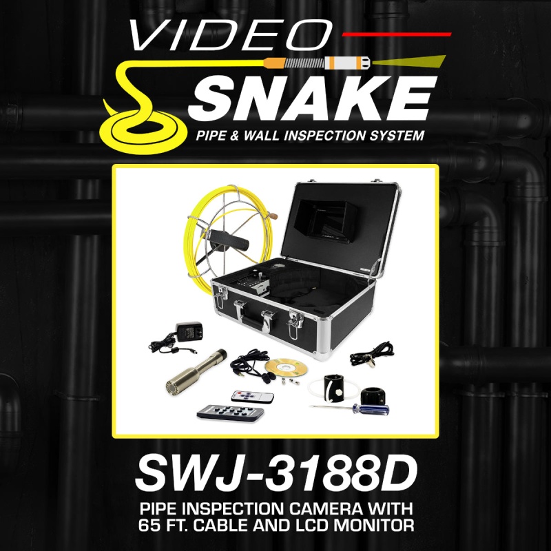 Video Snake SWJ-3188D 65' Pipe Wall Sewer Inspection Color LED Camera System - Image 2