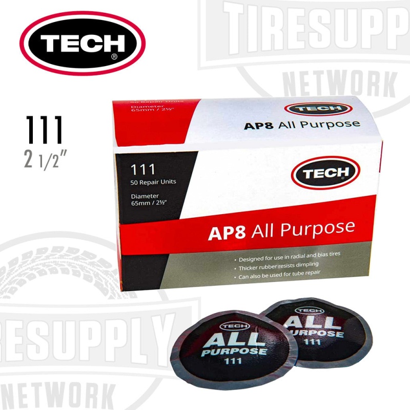 TECH | AP8 All Purpose Round 2-1/2?? Tire Patch Repair Unit - Box of 50 (111)