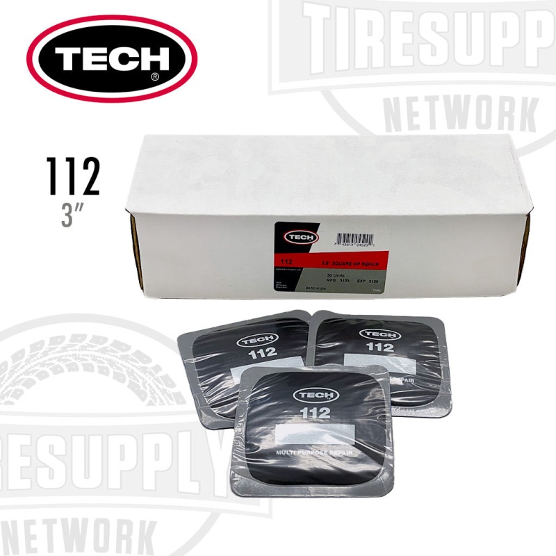 TECH | MP-10 Multi-Purpose Fabric-Reinforced 3?? Square Universal Tire Patch Repair Unit, Box of 30 (112TE)