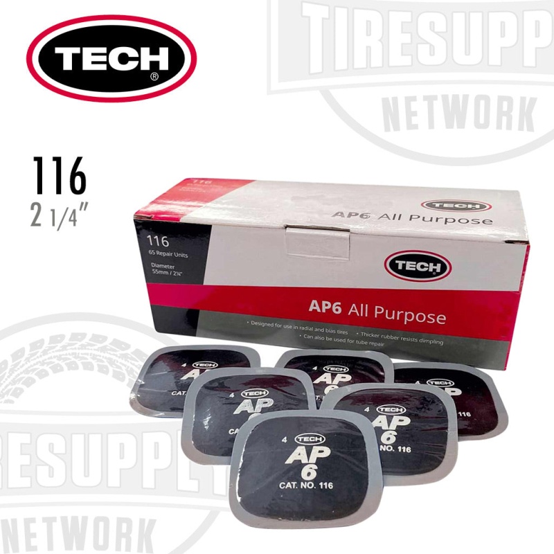 TECH | AP6 All-Purpose Square 2-1/4?? Tire Patch Repair Unit - Box of 65 (116T)