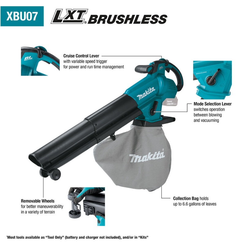 Makita XBU07SM1 18V LXT Brushless Cordless Blower / Vacuum Mulcher Kit - Image 2