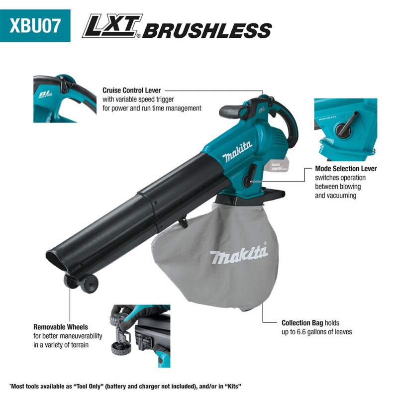 Makita XBU07Z 18V LXT Brushless Blower / Vacuum Mulcher - Bare Tool - Image 2