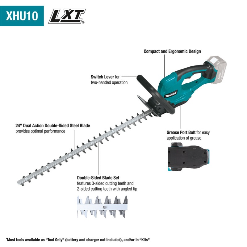 Makita XHU10Z 18V LXT 24" Lithium-Ion Cordless Hedge Trimmer - Bare Tool - Image 2