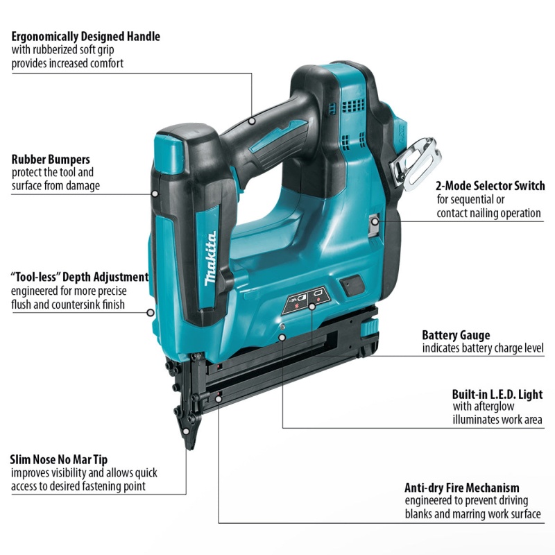 Makita XNB01Z 18-Volt 18-Gauge Li-Ion Cordless Brad Nailer - Bare Tool - Image 3