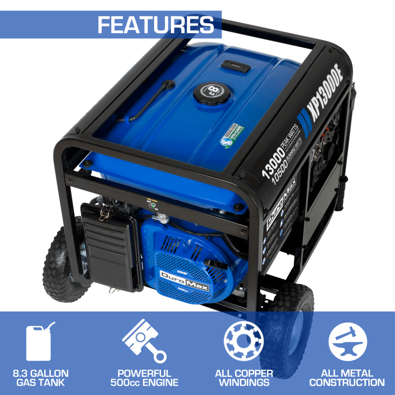 DuroMax XP13000E 13,000 Watt Portable Gas Powered Generator - Image 2