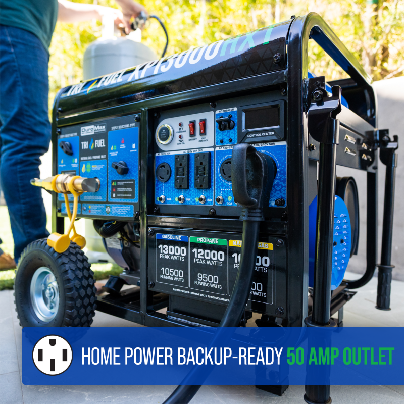 DuroMax XP13000HXT 13,000 Watt Electric Start Tri-Fuel Portable Generator w/ CO Alert - Image 6