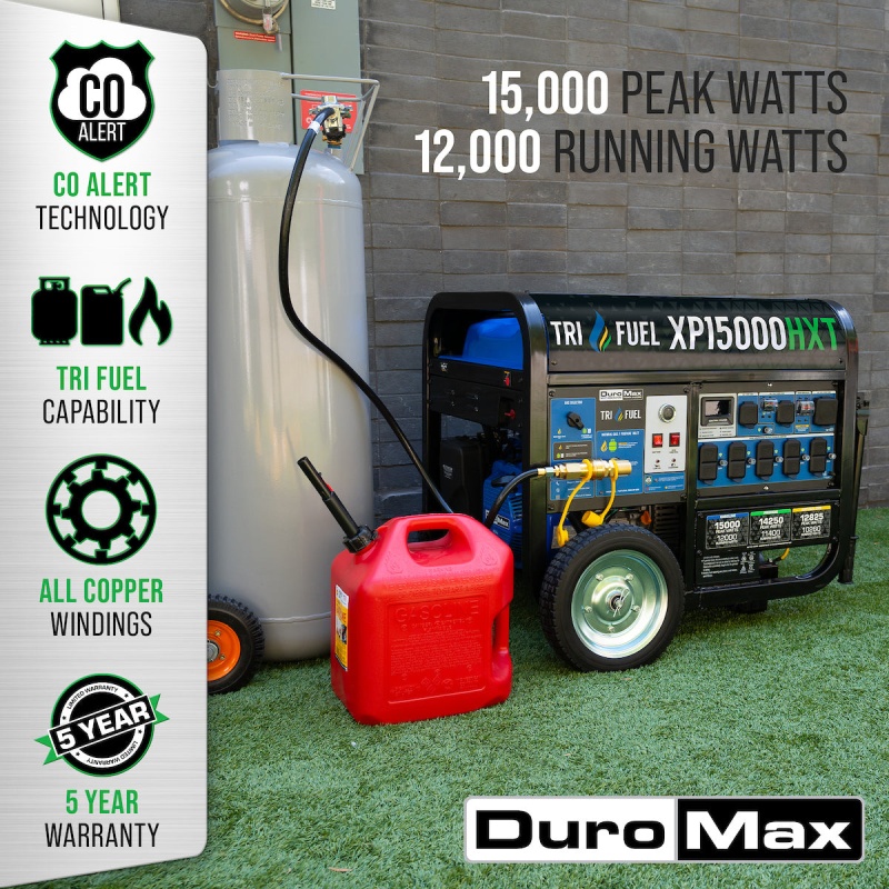 DuroMax XP15000HXT 15,000 Watt Electric Start Tri Fuel Portable Generator - Image 2