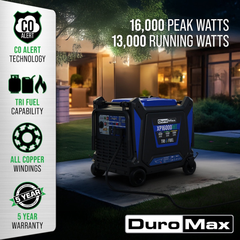 DuroMax XP16000iHT 16,000 Watt Tri Fuel Portable Inverter Generator w/ CO Alert - Image 2