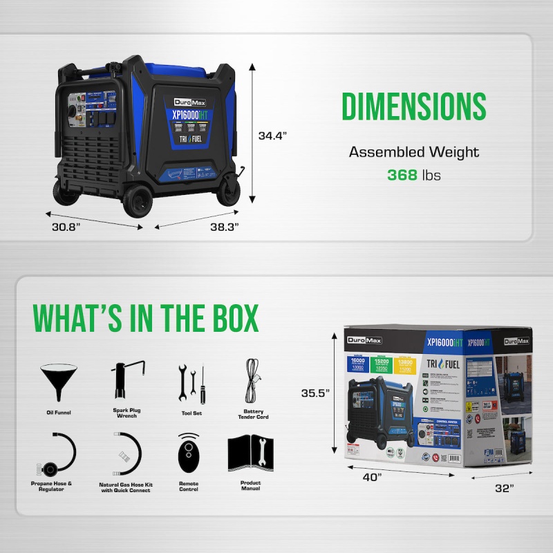 DuroMax XP16000iHT 16,000 Watt Tri Fuel Portable Inverter Generator w/ CO Alert - Image 12