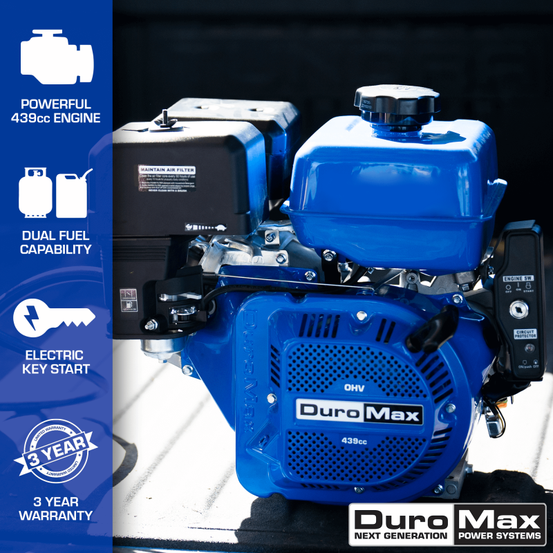 DuroMax XP18HPX 439cc 1" Shaft Recoil/Electric Start Horizontal Dual Fuel Engine - Image 2