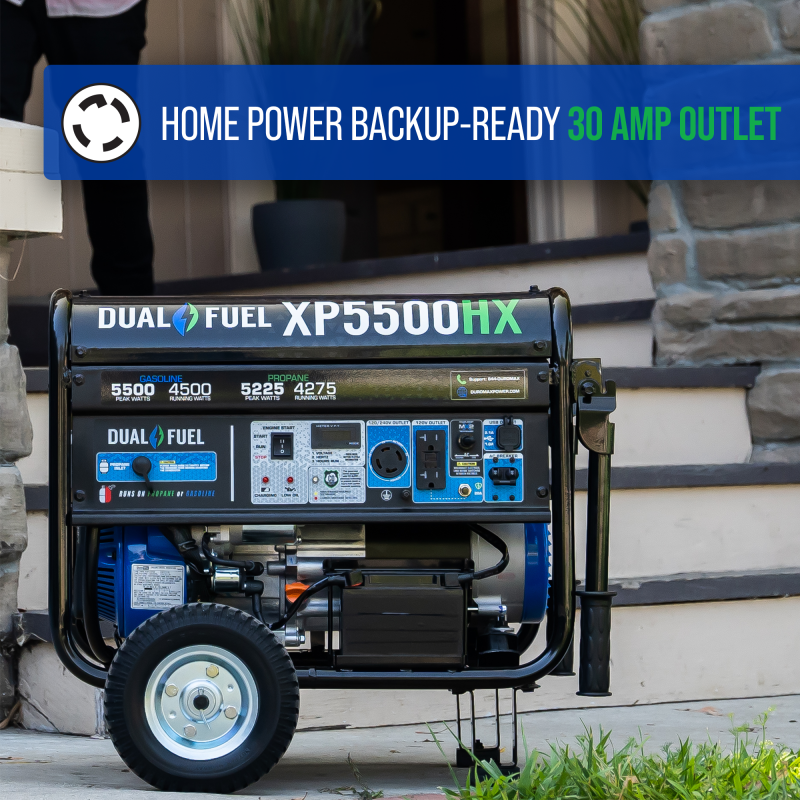 DuroMax XP5500HX 5,500 Watt Portable Dual Fuel Gas Propane CO Alert Generator - Image 7