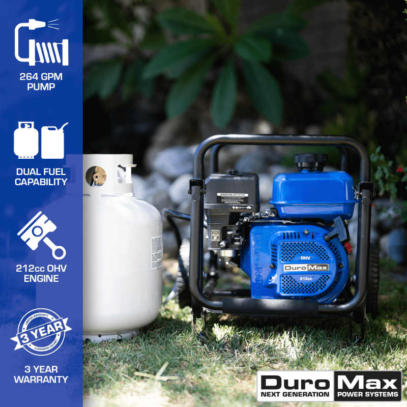 DuroMax XP650WX 264 GPM 3" Dual Fuel Engine Portable Water Pump - Image 2