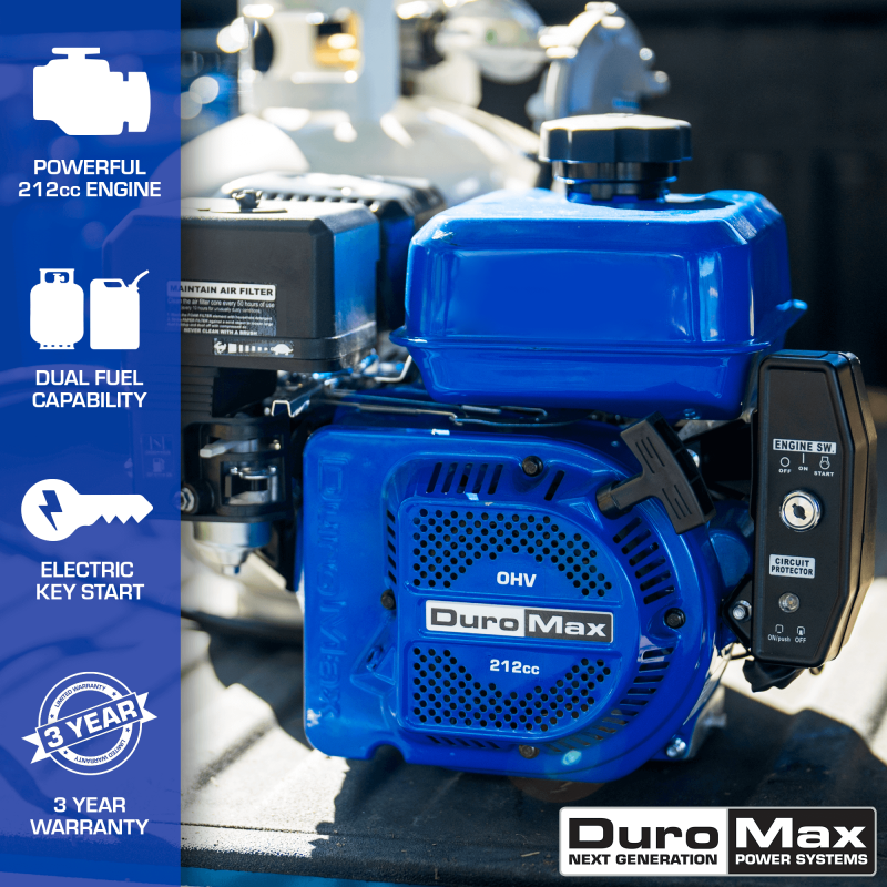 DuroMax XP7HPX 212cc 3/4" Shaft Recoil/Electric Start Horizontal Dual Fuel Engine - Image 2