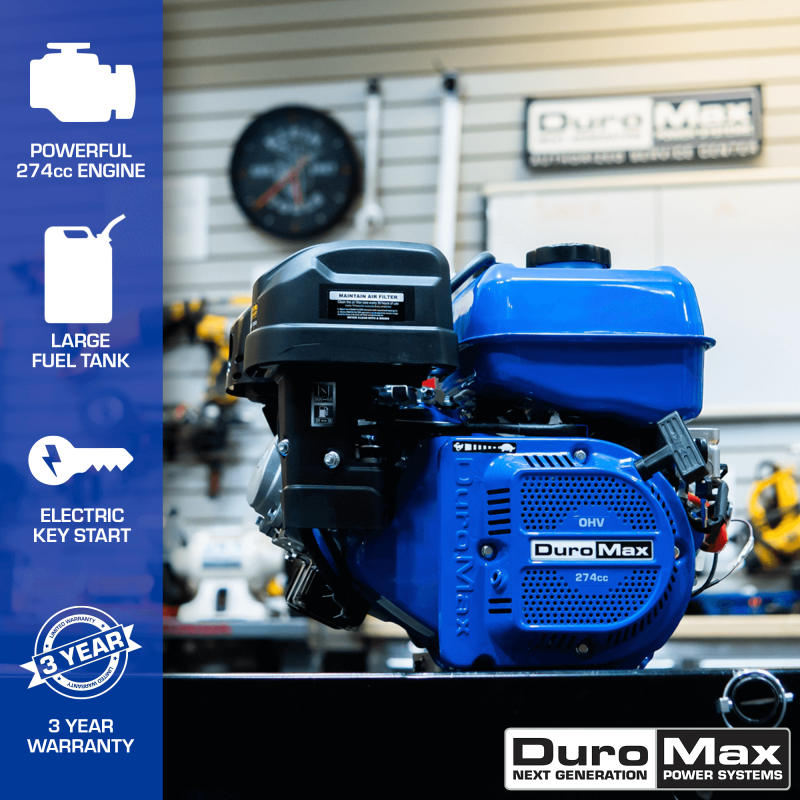 DuroMax XP9HPE 274cc 25mm Shaft Recoil/Electric Start Gasoline Engine - Image 2