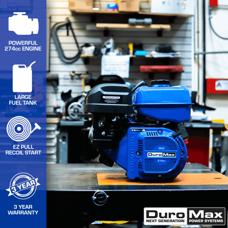 DuroMax XP9HP 274cc 25mm Shaft Recoil Start Gasoline Engine - Image 2