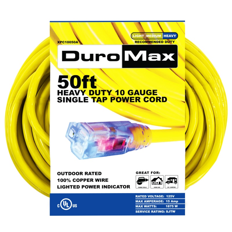 DuroMax XPC10050A 50-Foot 10 Gauge Single Tap Extension Power Cord