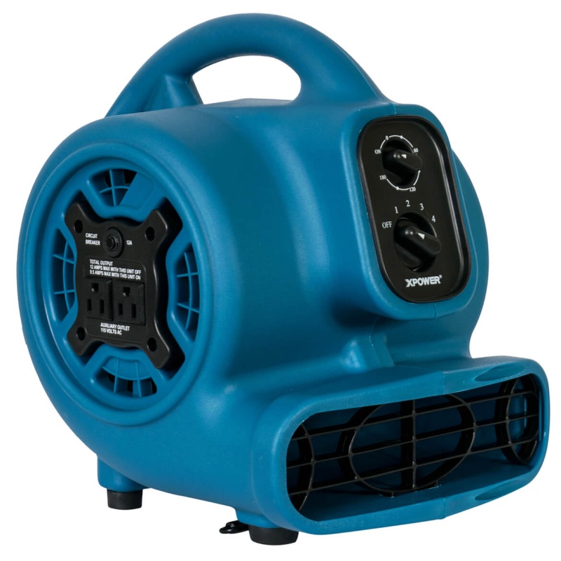 XPower P-260AT 115-Volt 1/4 HP 800-Cfm Scented Air Mover w/ Outlets, Blue