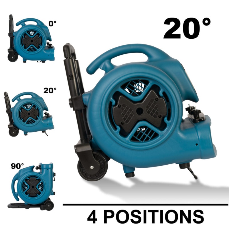 Xpower P-630HC 1/2 HP Air Mover w/ Telescopic Handle, Wheels, Carpet Clamp - Image 9