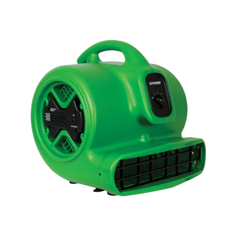 Xpower X-600A-Green 1/3 HP Air Mover w/ Built-In Power Outlets - Green