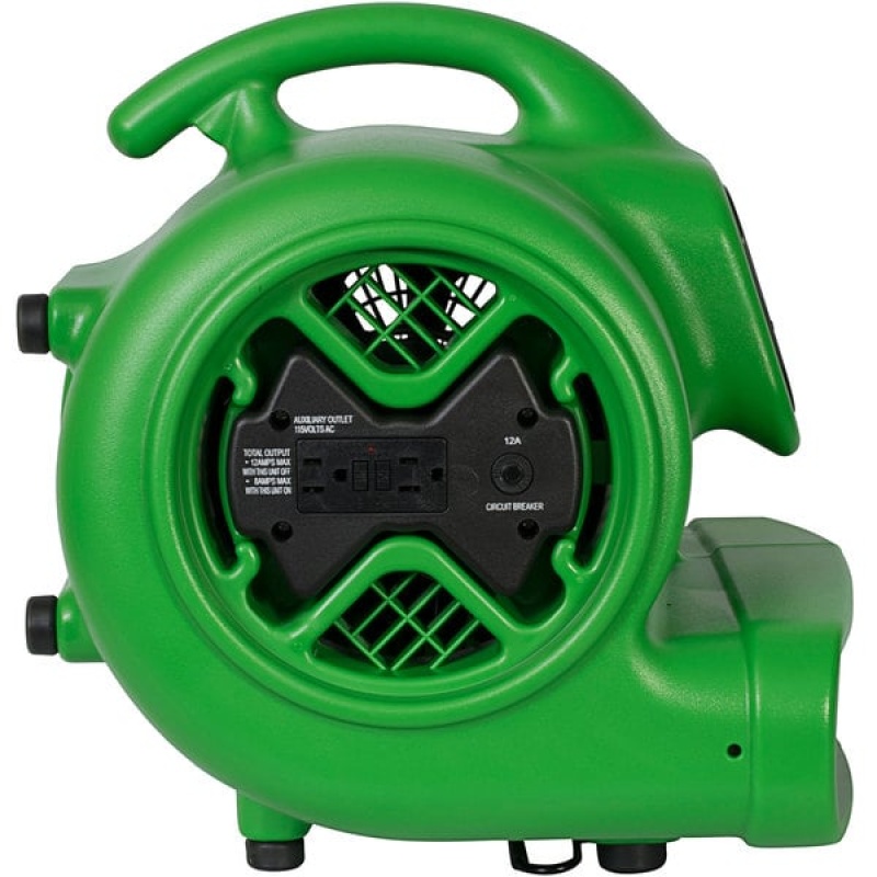 Xpower X-600A-Green 1/3 HP Air Mover w/ Built-In Power Outlets - Green - Image 2