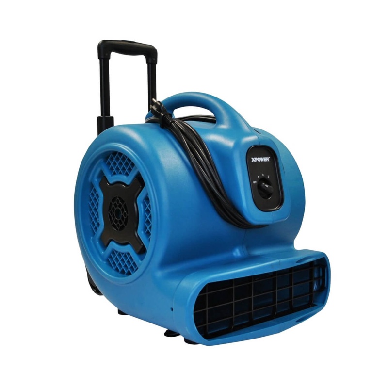 XPOWER X-830H 1HP 3600 CFM High Volume Air Mover w/ Telescopic Handle & Wheels