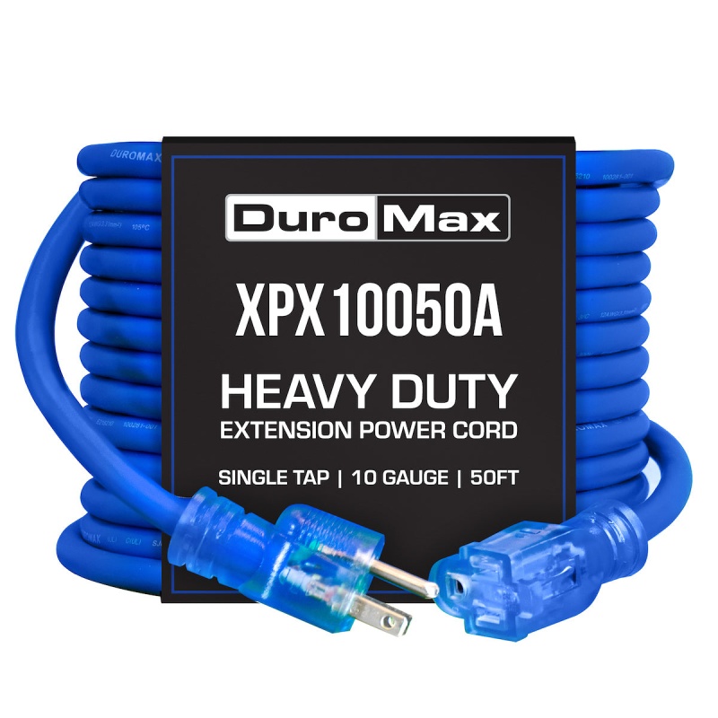 DuroMax XPX10050A Heavy Duty SJEOOW 50-Foot 10 Gauge Blue Single Tap Extension Power Cord