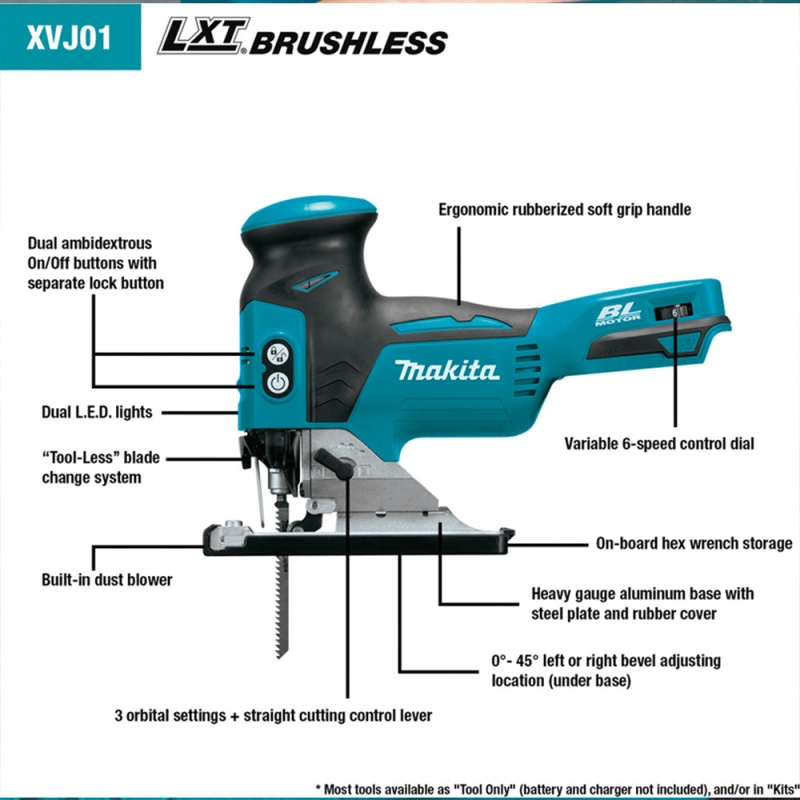 Makita XVJ01Z 18V LXT Lithium Brushless Cordless Barrel Grip Jig Saw - Bare Tool - Image 8