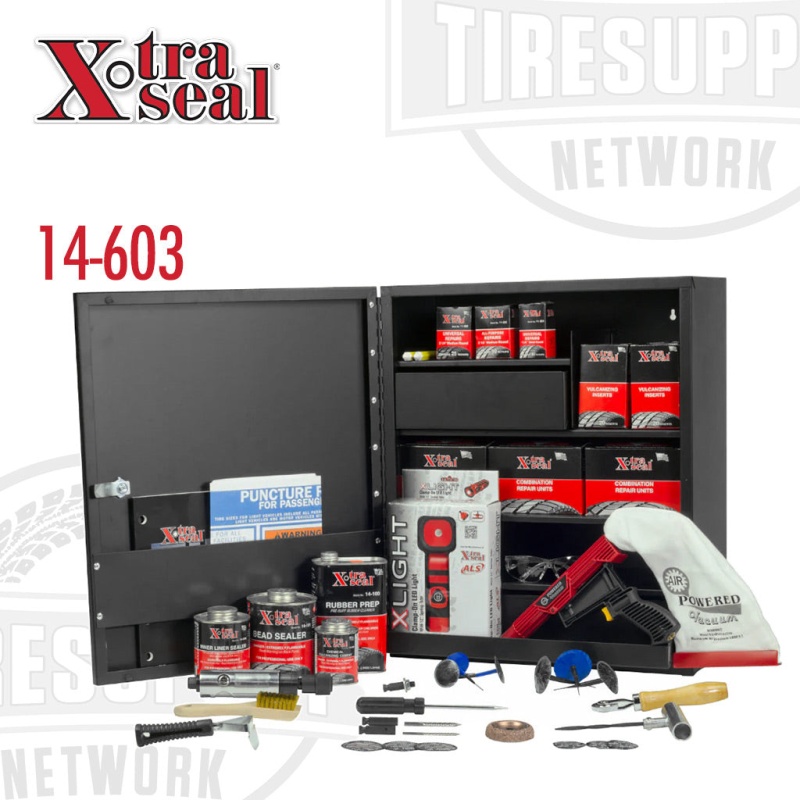 Xtra Seal | Wall Cabinet with Full Tire Repair Product and Tool Assortment (14-603)