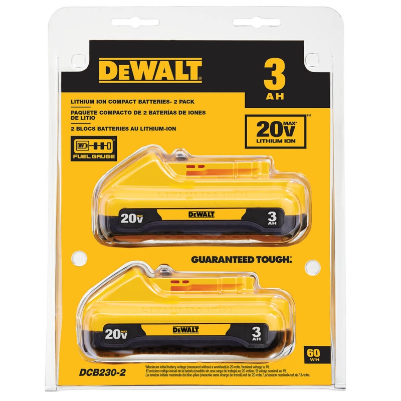 DeWALT DCB230-2 20V MAX 3Ah Compact Lithium Ion Battery Back - 2 Pk - Image 6