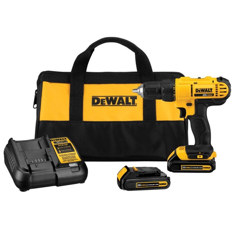 DeWALT DCD771C2 20V MAX Lithium-Ion 1/2" Compact Drill/Driver Tool Kit