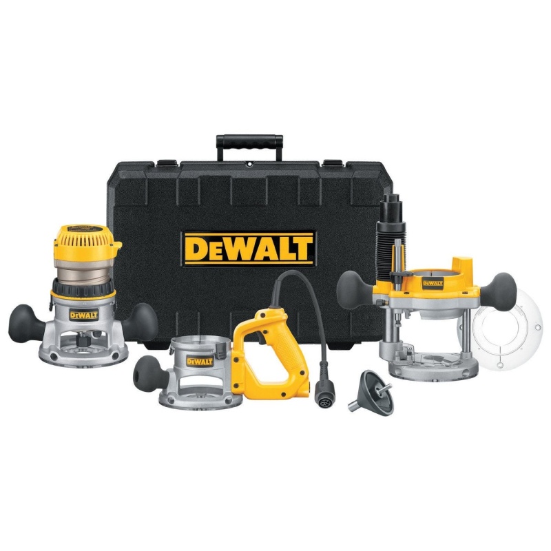 DeWALT DW618B3 2.25HP D-Handle Plunge Fixed Base Router Tool Kit - DW618