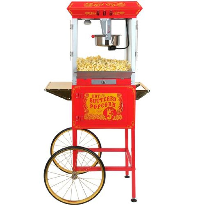 FunTime FT860CR 8oz Premium Red/Gold Popcorn Popper Machine Maker Cart Vintage - Image 8