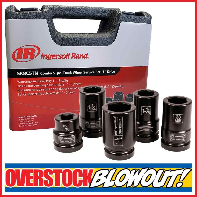 Ingersoll Rand | 1?? Drive SAE and Metric Deep Impact Socket 5-Piece Truck Service Set (SK8C5TN)